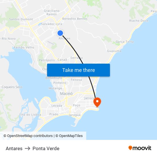 Antares to Ponta Verde map