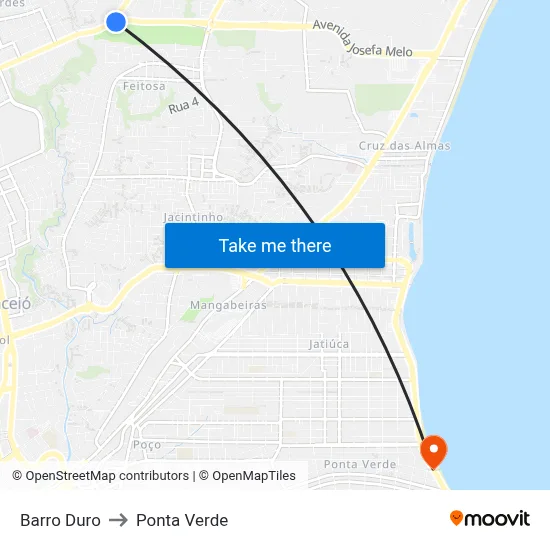 Barro Duro to Ponta Verde map