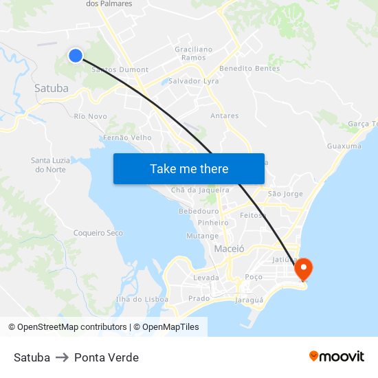 Satuba to Ponta Verde map