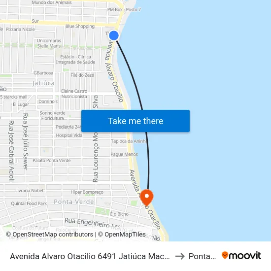 Avenida Alvaro Otacilio 6491 Jatiúca Maceió - Alagoas 57936 Brasil to Ponta Verde map