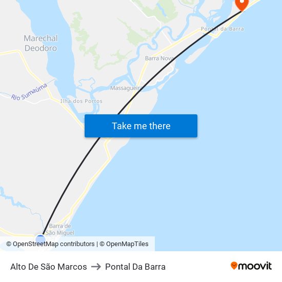 Alto De São Marcos to Pontal Da Barra map