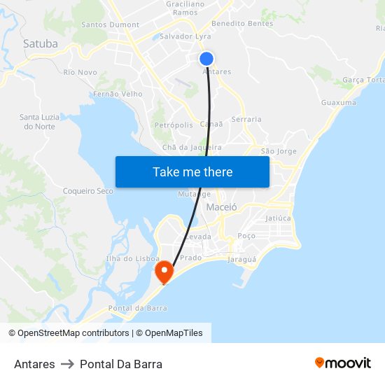 Antares to Pontal Da Barra map