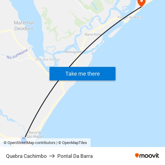 Quebra Cachimbo to Pontal Da Barra map