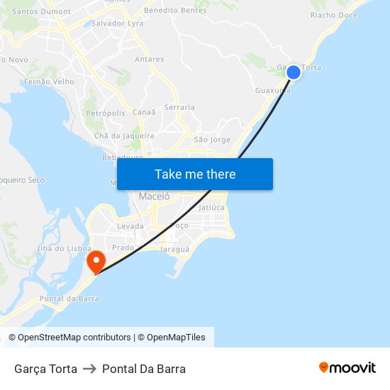Garça Torta to Pontal Da Barra map