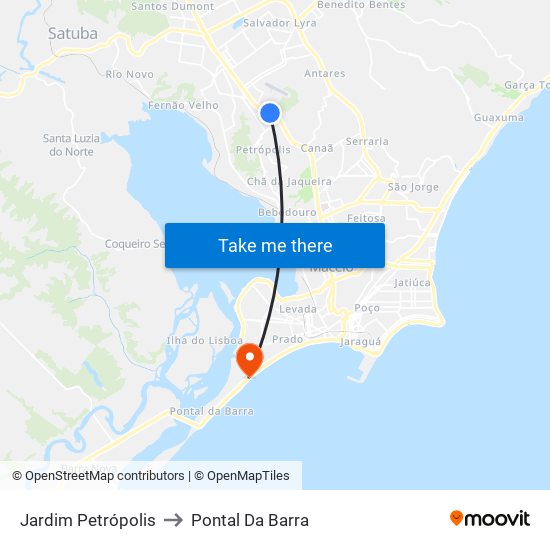 Jardim Petrópolis to Pontal Da Barra map