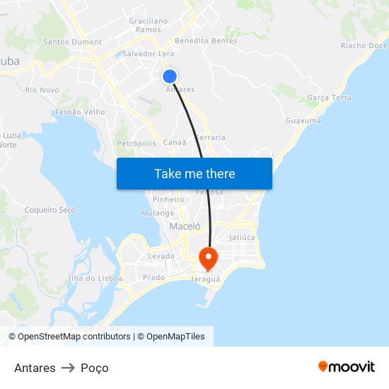 Antares to Poço map