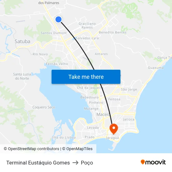 Terminal Eustáquio Gomes to Poço map