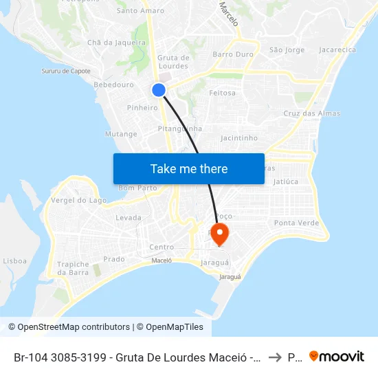 Br-104 3085-3199 - Gruta De Lourdes Maceió - Al República Federativa Do Brasil to Poço map