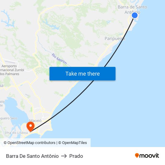 Barra De Santo Antônio to Prado map