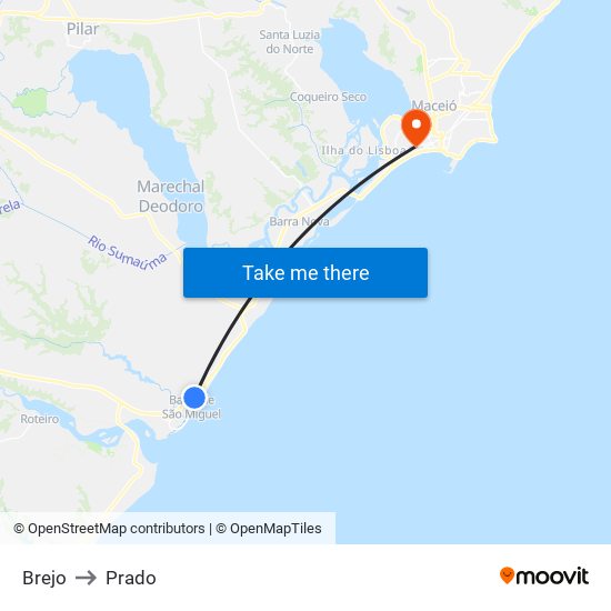 Brejo to Prado map