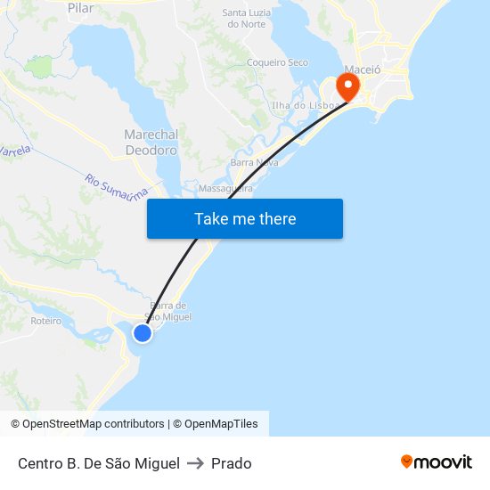 Centro B. De São Miguel to Prado map