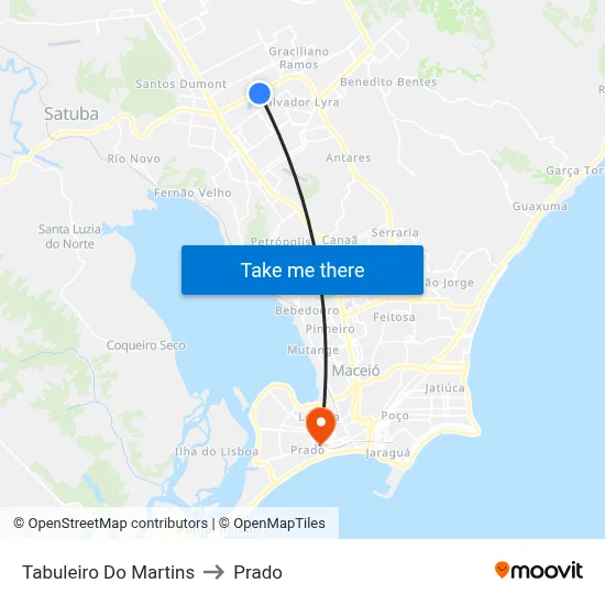 Tabuleiro Do Martins to Prado map