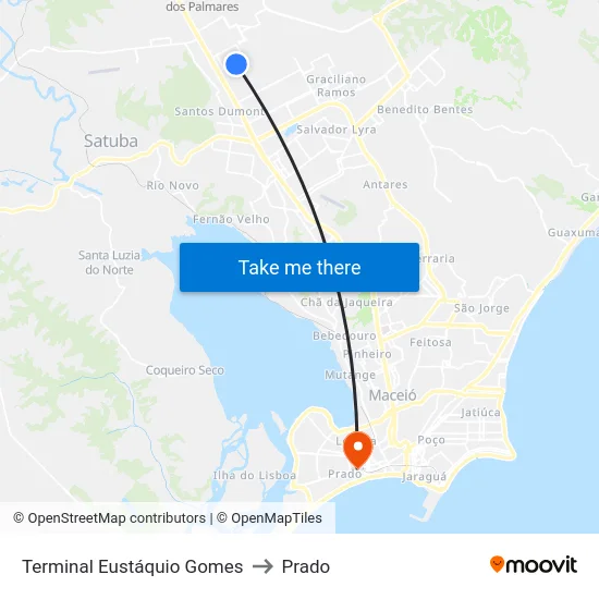 Terminal Eustáquio Gomes to Prado map