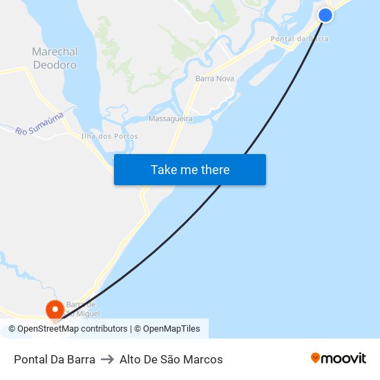 Pontal Da Barra to Alto De São Marcos map