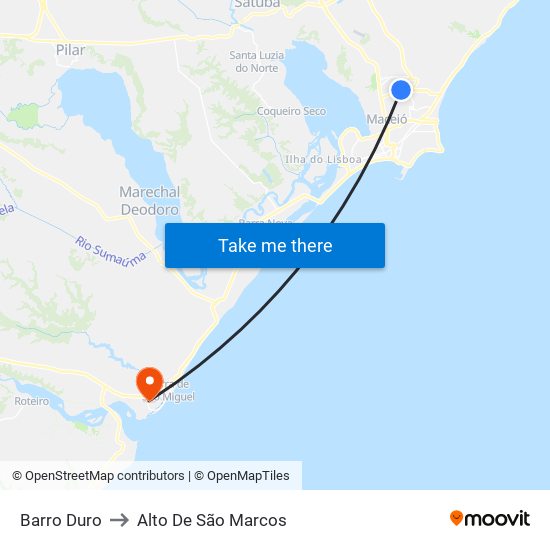 Barro Duro to Alto De São Marcos map