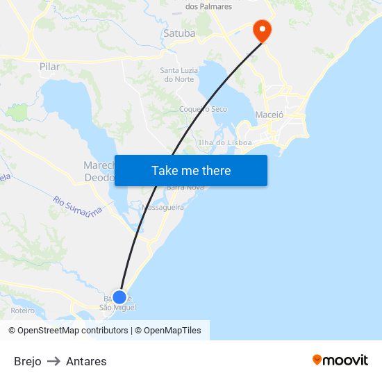 Brejo to Antares map