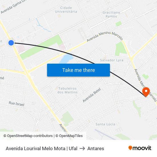 Avenida Lourival Melo Mota | Ufal to Antares map