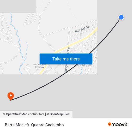 Barra Mar to Quebra Cachimbo map