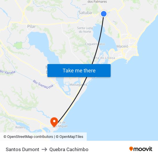 Santos Dumont to Quebra Cachimbo map