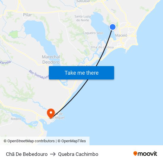Chã De Bebedouro to Quebra Cachimbo map