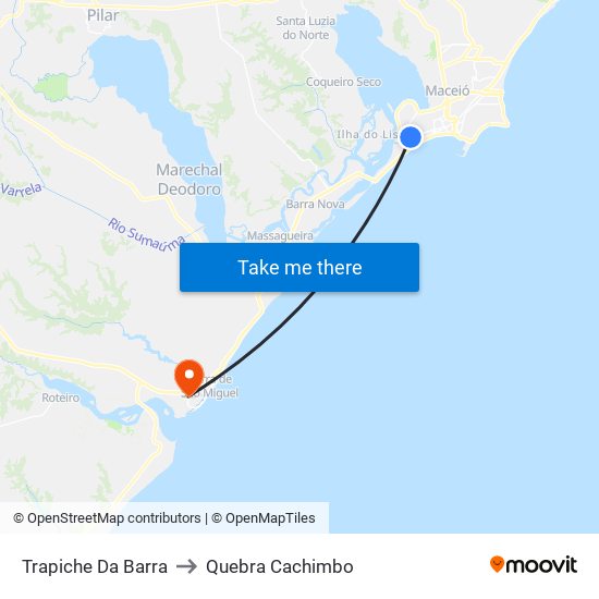 Trapiche Da Barra to Quebra Cachimbo map