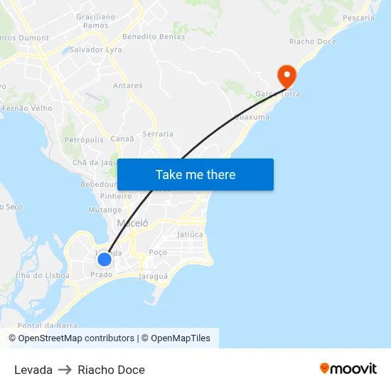 Levada to Riacho Doce map