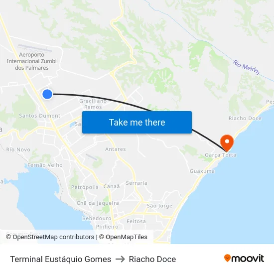Terminal Eustáquio Gomes to Riacho Doce map