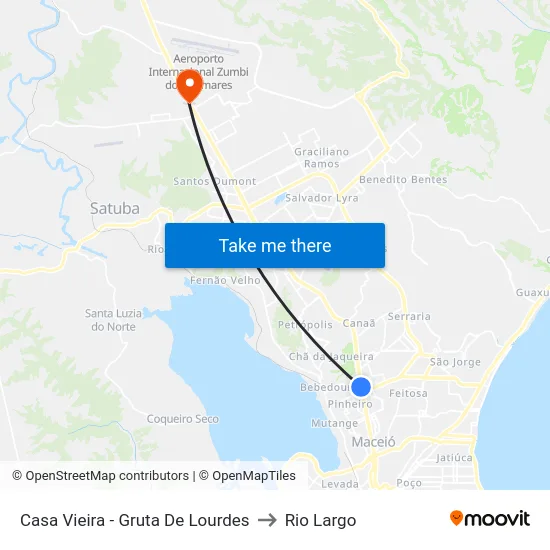 Casa Vieira - Gruta De Lourdes to Rio Largo map