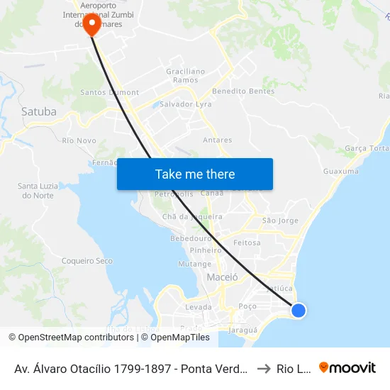 Av. Álvaro Otacílio 1799-1897 - Ponta Verde Maceió - Al Brazil to Rio Largo map