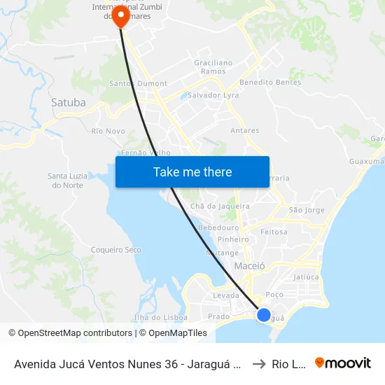 Avenida Jucá Ventos Nunes 36 - Jaraguá Maceió - Al Brasil to Rio Largo map