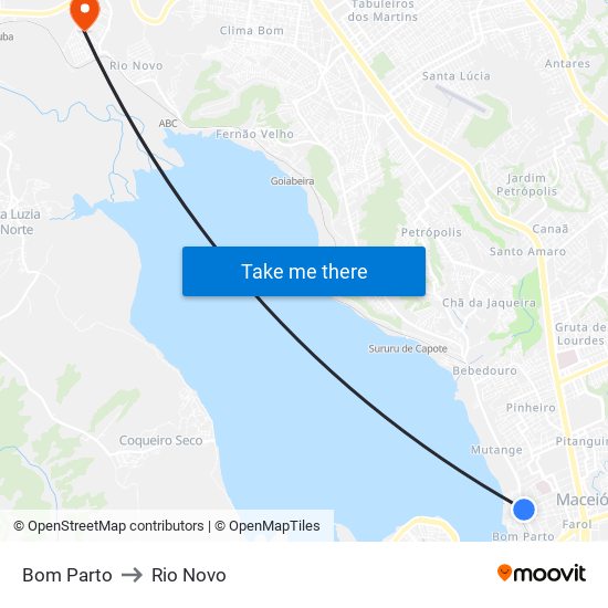 Bom Parto to Rio Novo map