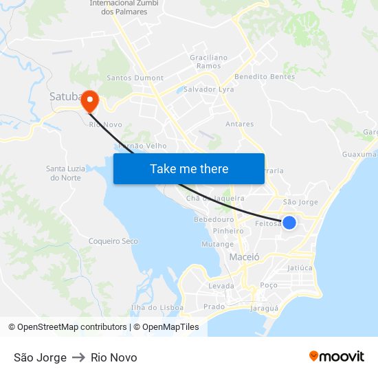 São Jorge to Rio Novo map