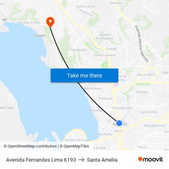 Avenida Fernandes Lima 6193 to Santa Amélia map