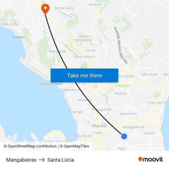 Mangabeiras to Santa Lúcia map