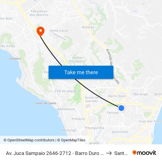 Av. Juca Sampaio 2646-2712 - Barro Duro Maceió - Al 57046-242 Brasil to Santa Lúcia map