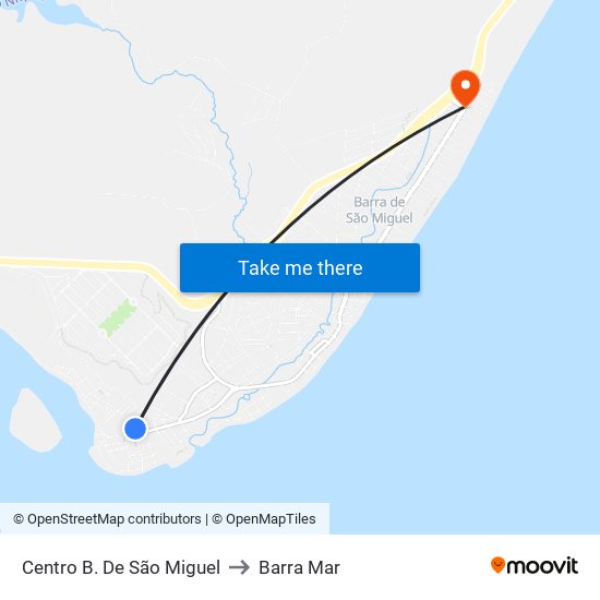 Centro B. De São Miguel to Barra Mar map
