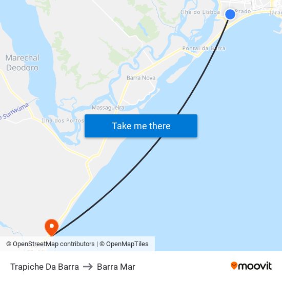 Trapiche Da Barra to Barra Mar map