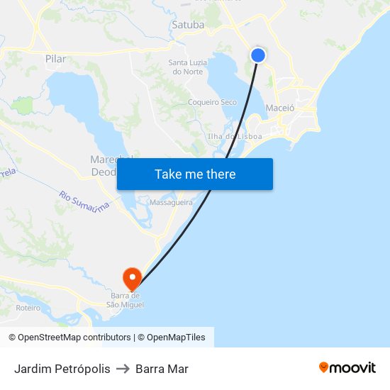 Jardim Petrópolis to Barra Mar map