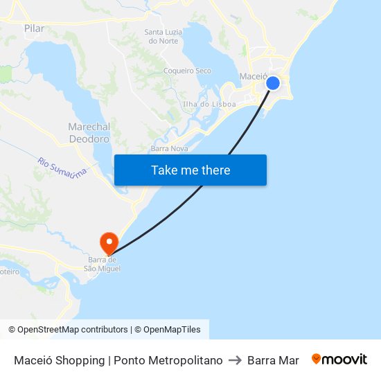 Maceió Shopping | Ponto Metropolitano to Barra Mar map