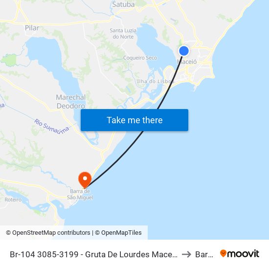 Br-104 3085-3199 - Gruta De Lourdes Maceió - Al República Federativa Do Brasil to Barra Mar map