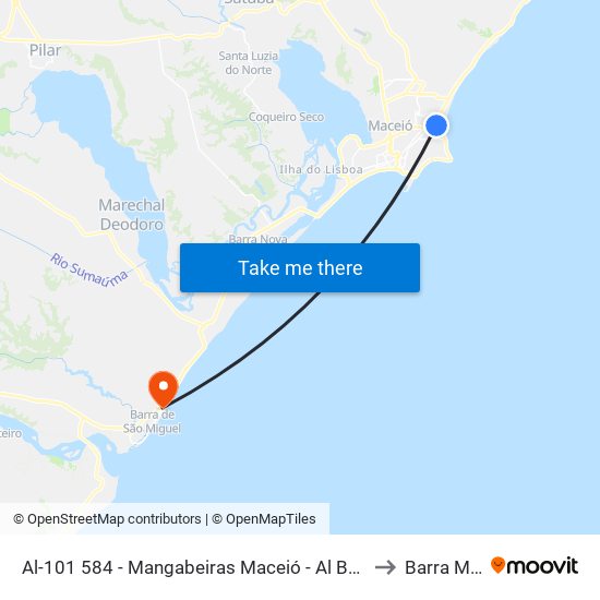 Al-101 584 - Mangabeiras Maceió - Al Brasil to Barra Mar map