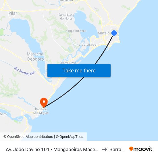 Av. João Davino 101 - Mangabeiras Maceió - Al Brasil to Barra Mar map