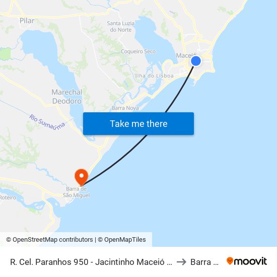 R. Cel. Paranhos 950 - Jacintinho Maceió - Al Brasil to Barra Mar map