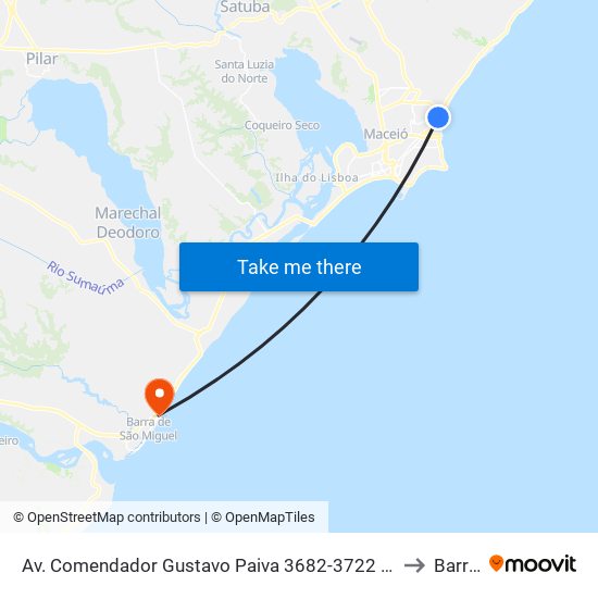 Av. Comendador Gustavo Paiva 3682-3722 - Cruz Das Almas Maceió - Al Brasil to Barra Mar map