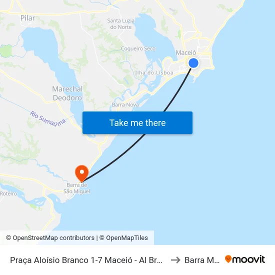 Praça Aloísio Branco 1-7 Maceió - Al Brasil to Barra Mar map