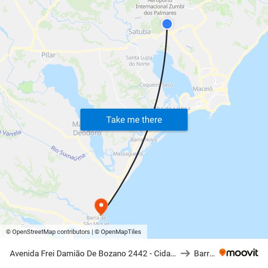 Avenida Frei Damião De Bozano 2442 - Cidade Universitária Maceió - Al Brasil to Barra Mar map
