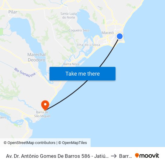 Av. Dr. Antônio Gomes De Barros 586 - Jatiúca Maceió - Al 57036-001 Brasil to Barra Mar map