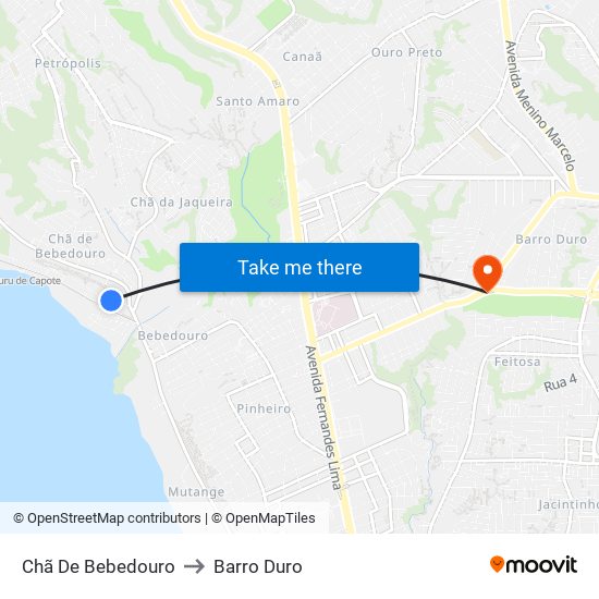 Chã De Bebedouro to Barro Duro map