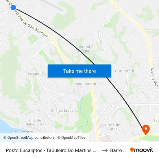 Posto Eucaliptos - Tabuleiro Do Martins Maceió - Al Brasil to Barro Duro map