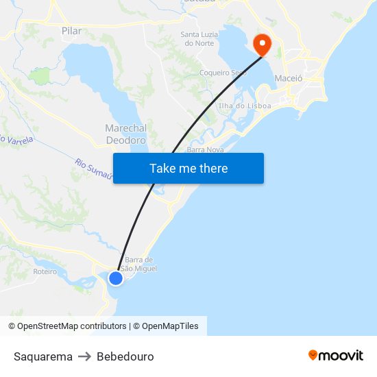 Saquarema to Bebedouro map